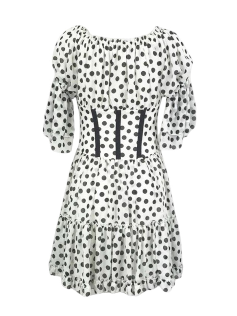 new Babylon Les Femmes ☻ Burlesque Corset Cocktail Dress ☻︎ Black Polka Dots ☻︎ - Picture 6 of 16